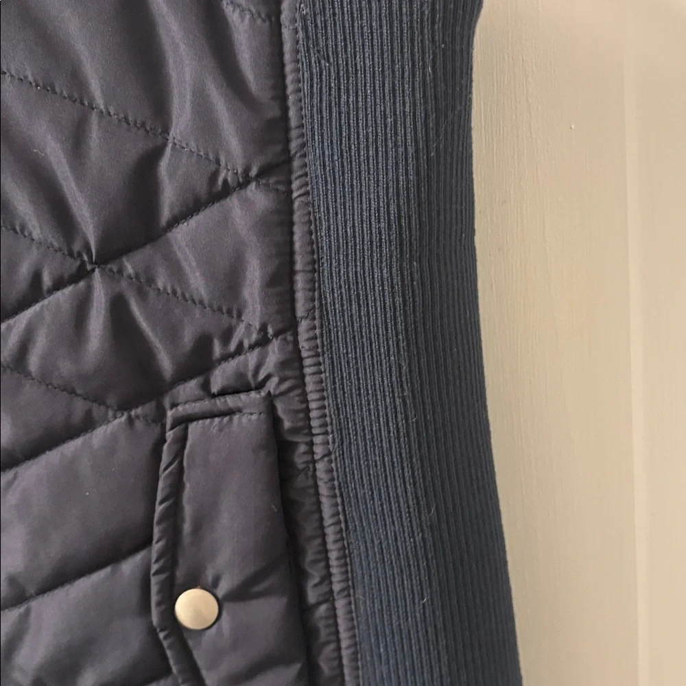 Grace & Lace‎ Navy Quilted Vest with Brown Trim S